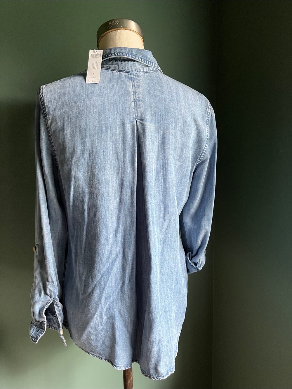Light Wash Denim Button-Front Shirt - Picture 5 of 7
